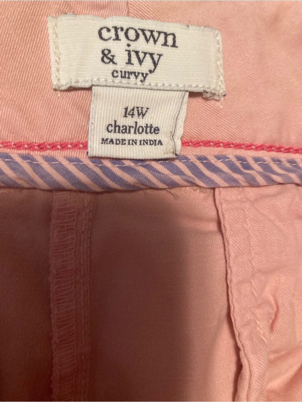 crown & ivy Light Pink Curvy pants 14W